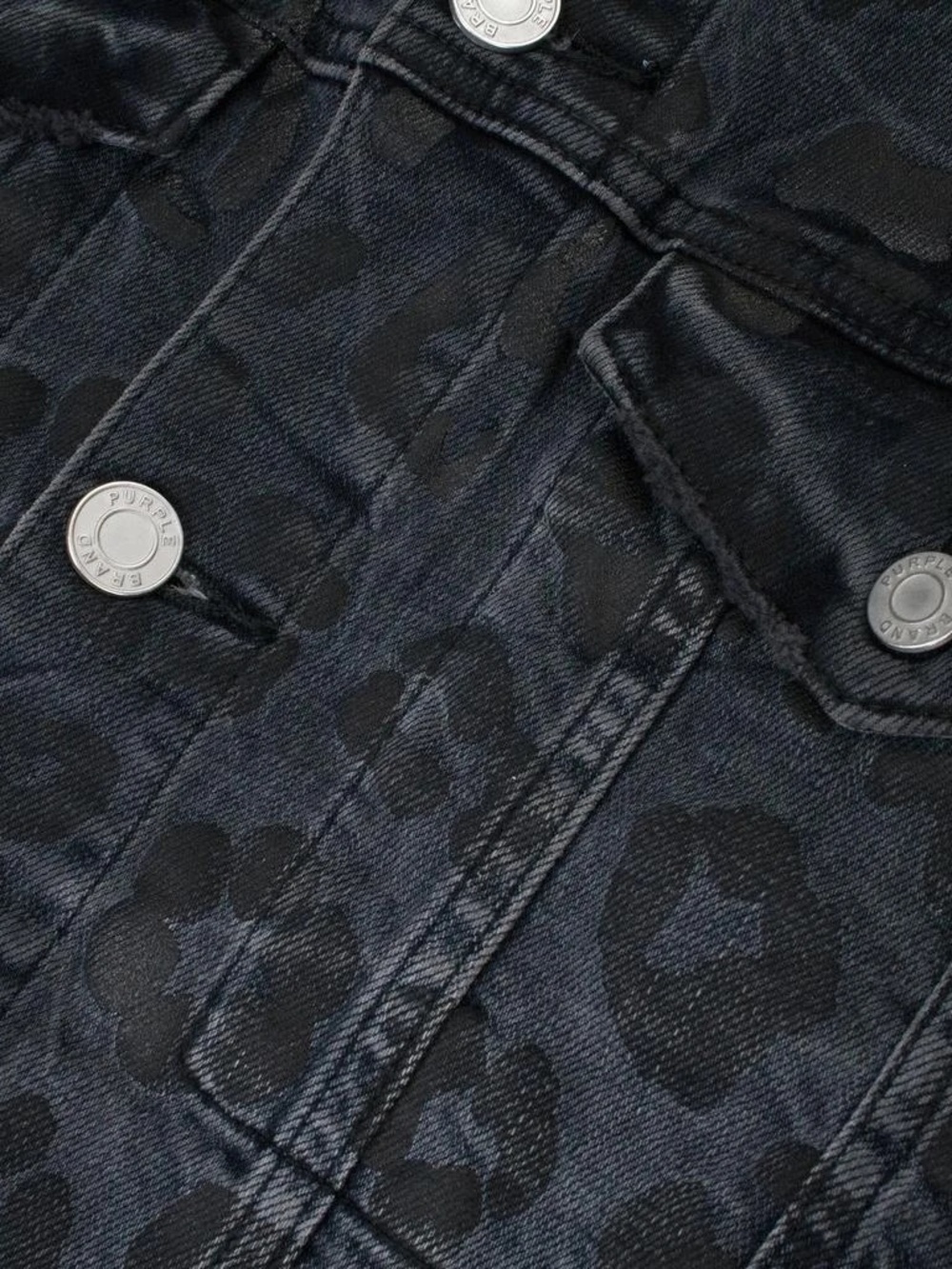 Men's Black Leopard-Print Denim Jacket - Picture 2 of 3